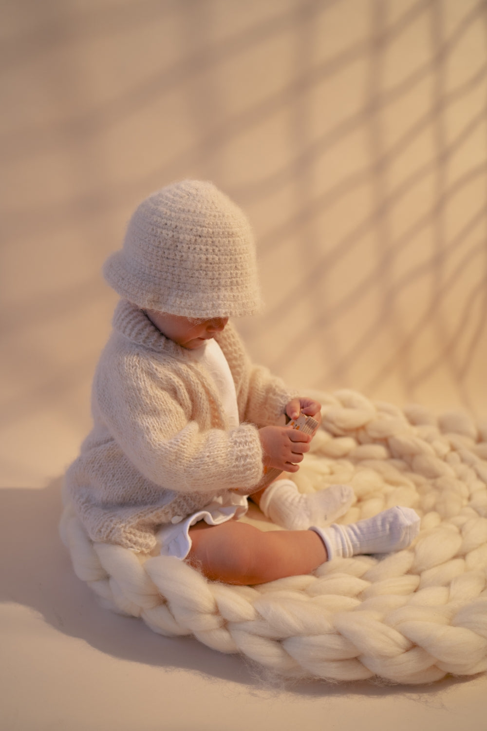 Baby Knitted Cardigan and Bucket Hat Set