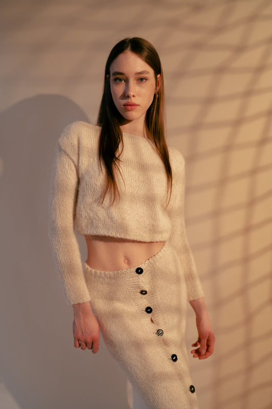 Boat Neck Cropped Sweater